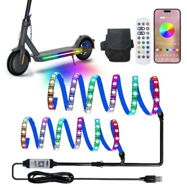 Imagem de StoneBanks Luzes LED para andar à noite de scooter, controle remoto alimentado por bateria e controle de aplicativo, luzes coloridas RGB à prova d'água, faixa de luz de longboard elétrica USB, 60 LEDs