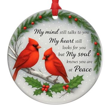 Imagem de iLifemate Enfeites de Natal cardeal – presentes cardeais vermelhos de cerâmica, presentes de luto e simpatia para a perda do ente querido, em memória do ente querido, decoração pendurada