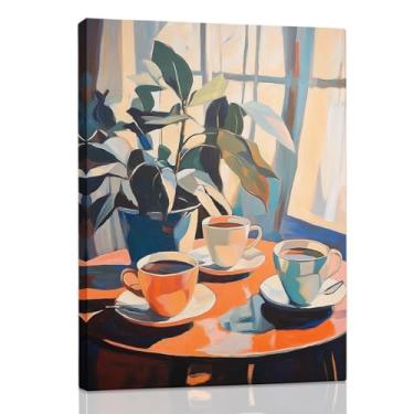 Imagem de RLTXBUK Decoração moderna de arte de parede de café retrô, decoração de cafeteria, planta pastel, comida italiana, impressão em tela, pôsteres para casa, cozinha, café, loja, estação, escritório, 28 x