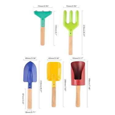 Imagem de TOPINCN 5 Pçs Mini Conjunto de Ferramentas de Jardinagem, Kit de Mão de Jardim de Metal e Madeira, Ferramentas Coloridas para Crianças, Promover a Criatividade e Habilidades Físicas
