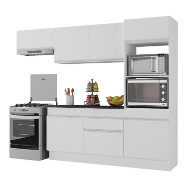 Imagem de Armário De Cozinha Compacta 4 Peças Com Rodapé Mp2176 Made Multimóveis Branco Branco
