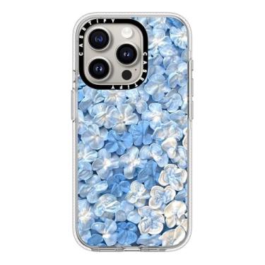 Imagem de CASETIFY Capa transparente para iPhone 15 Pro [não amarela/2 m. Proteção contra quedas de grau militar/compatível com Magsafe] - Hortênsia azul - transparente