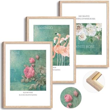Imagem de Arte de parede em tela emoldurada para quarto, flamingo, decoração de parede, pinturas de flores rosas, impressões, design emoldurado, pôsteres, vintage, verde, decoração de casa para sala de estar