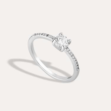 Imagem de Anel Solitário Ródio Branco Aro 14