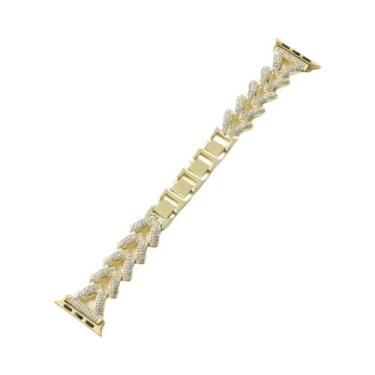 Imagem de Pulseira De Metal Com Diamantes Para Apple Watch Series 9 8 7 SE 6 Ult