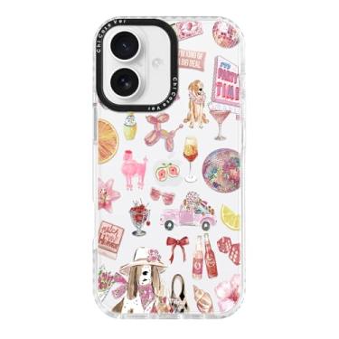 Imagem de ChiCaseVer Capa para iPhone 17, estampa de colagem de festa com cachorros fofos e coquetéis, proteção de TPU fino macio rosa feminino e proteção de câmera para mulheres e meninas