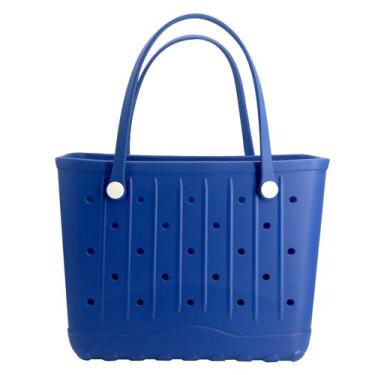 Imagem de Bolso de Playa CXY Grande de Goma para Mujer Totebag Lavable EVA Azul