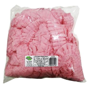 Imagem de Lençol Elástico Rosa Para Maca 20G 2,10MX90 Cm Pacote Com 10