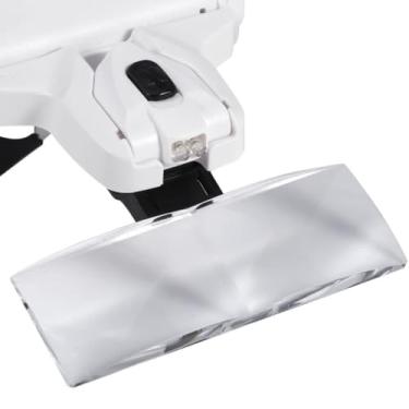 Imagem de Lupa de Cabeça Profissional com LED, 5 Lentes Intercambiáveis, Aumento 1.0x-3.5x, Branco e Preto, Ajustável, para Leitura, Artesanato, Eletrônica, Alimentado por Pilhas AAA