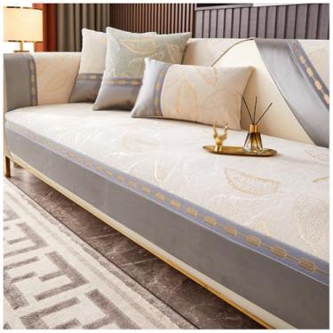 Imagem de SPXMQSS Capa de sofá para sofá, capa de sofá macia de chenille de 1/2/3/4 lugares, universal antiderrapante em forma de L, capa protetora de móveis para sala de estar B 110 x 110 cm