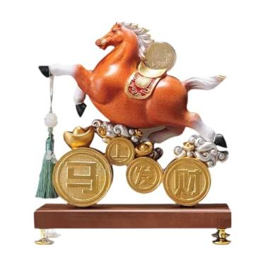 Imagem de Ioensy Estátua de Cavalo, Estatueta Chinesa de Feng Shui, Estátua Decorativa de Resina, Animal para Mesa, Escritório, Lareira ou Entrada, Laranja