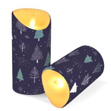 Imagem de Blueangle Pacote com 2 velas de árvore de Natal sem chama com controle remoto e temporizador, velas LED cintilantes (7,6 cm x 9,9 cm) para decoração de casa, casamento, acampamento (749)