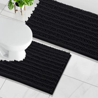 Imagem de Arotive Conjunto de 2 peças de tapetes de banheiro de chenille de luxo, tapetes de banho felpudos extramacios, antiderrapantes para lavar à máquina para banheiro, chuveiro, banheira e vaso sanitário