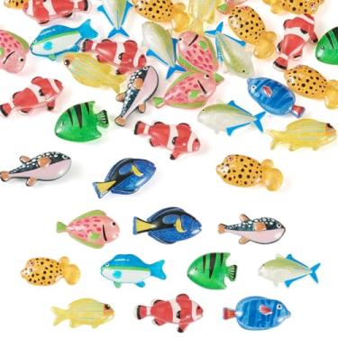 Imagem de Cheriswelry 30 peças de plástico flatback cabochão oceano animal slime encantos lindo peixe cabochão enfeite 12-15,5 mm para artesanato DIY scrapbooking clipe de cabelo capa de telefone acessórios de