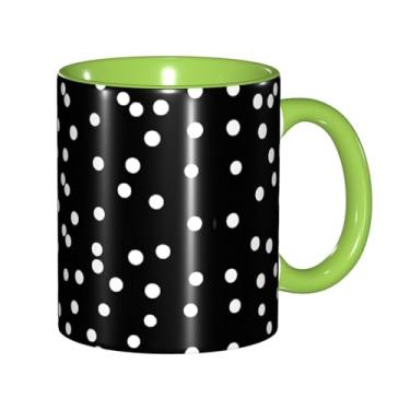 Imagem de Zeraoke Canecas de café criativas com estampa de bolinhas pretas e brancas, personalizadas, presente para a família, tamanho de 325 ml, unissex