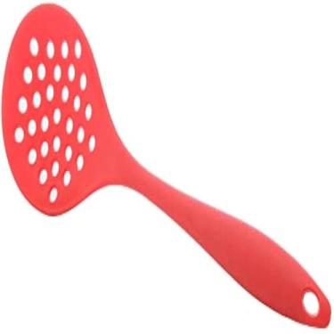 Imagem de Escumadeira, para fritura, macarrao e mais alimentos, resistente ao calor, vermelha, eficiente