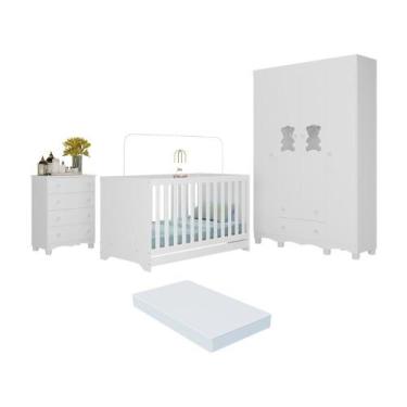 Imagem de Quarto De Bebê Completo Com Berço Americano 3 Em 1 Colchão Ternura Mul