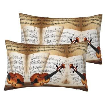 Imagem de Conjunto de 2 fronhas de linho de imitação macia de borboleta e violoncelo, capas reversíveis respiráveis para cama e sofá, decoração com zíper oculto