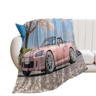 Imagem de HouLaiZhe Cobertor Super Macio Flanela Flor de Cerejeira Carro S2000 JDM Cobertores de Refrigeração Leve para Sofá-Cama Cadeira Sofá Carro Viagem ao Ar Livre Leve Quente 152 cm x 203 cm