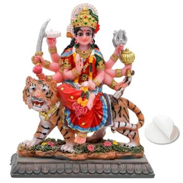Imagem de Pequena estátua Maa Durga MATA - 10,4 cm H Escultura Durga Índia Deusa Hindu Murti Hindu Pooja Item para Escritório em Casa Templo Mandir Altar Puja Diwali Presentes Decoração Diwali