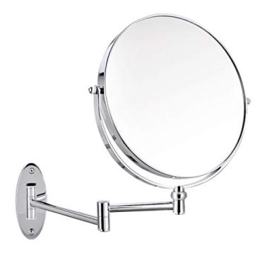 Imagem de Espelho de parede para banheiro, espelho de maquiagem, espelho de beleza montado na parede de dois lados, ampliação 3X, espelho de banheiro giratório 360°, espelho cosmético extensível, espelho