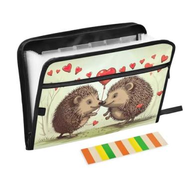 Imagem de Wassud Cute Hedgehogs, organizador de arquivos sanfonados, 13 bolsos, pastas expansíveis com abas e adesivos, organizador de pastas de documentos de recibo de papel tamanho carta A4 para viagens de