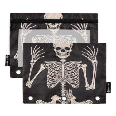 Imagem de Wassud Esqueleto Humano Pacote com 2 Pastas de Fichário Pastas de Bolso com 3 Furos, Pasta Organizadora de Fichários para Casa, Escritório