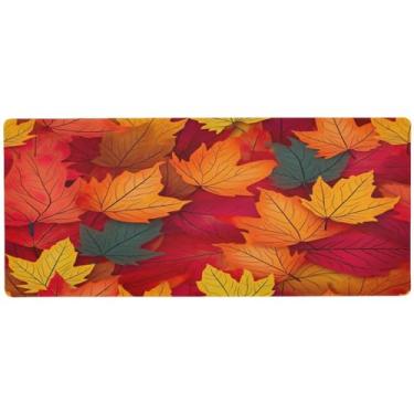 Imagem de Wassud Tapete de mouse Maple Leaf para jogos com base de borracha antiderrapante, mouse pad longo para teclado de computador com borda costurada, almofada grande à prova d'água para escritório, casa