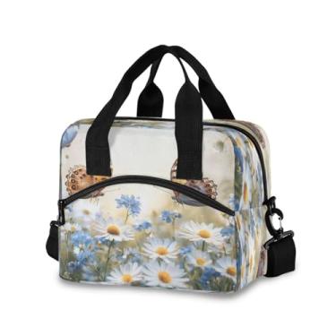 Imagem de Burbuja Lancheira térmica Daisy Flowers para mulheres e homens, lancheira portátil com alça de ombro removível, lancheira para viagem, piquenique, escritório, trabalho