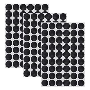 Imagem de 162 adesivos autoadesivos de PVC com furo de parafuso - 3 tampas de plástico à prova de poeira e à prova d'água, capa texturizada, 21 mm de diâmetro para móveis de madeira - Preto