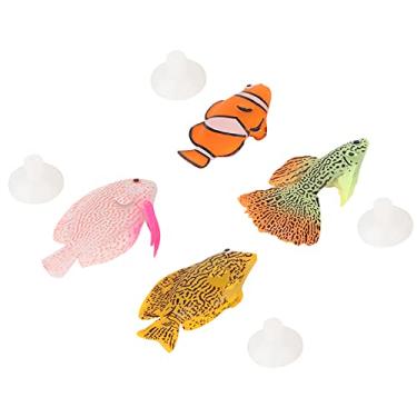 Imagem de CUOFYUNL 4 PCS Aquário Tanque de Peixes Luminoso Silicone Artificial Falso Peixe Ornamento de Paisagem Acessório de Decoração