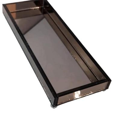 Imagem de Bandeja Decorativa Vidro Quadrada Espelhada Lavabo Sala Retangular 11x30cm (Bronze)