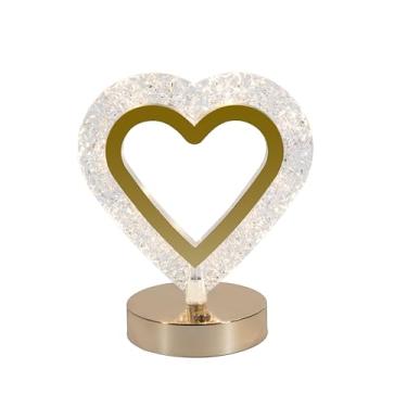 Imagem de Luze Lâmpada de cristal recarregável com toque de coração – Lâmpada noturna LED com regulação contínua, branco quente/luz branca natural/branco 18650, bateria de 800 mAh, cabo USB, interruptor de