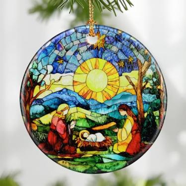 Imagem de Ornamento de presépio: enfeites de Natal, decorações de Natal religiosas para árvore, ornamento católico e decoração de férias cristãs | Presentes religiosos, presentes cristãos - Design F