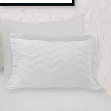 Imagem de Kit 2 Travesseiros Antialérgico - Tecido Algodão 50x70cm 16cm de Altura - Sono Tranquilo e Aconchegante (Kit 2 Travesseiros - Branco)