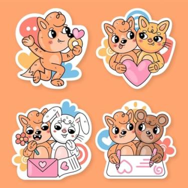 Imagem de Adesivos de Animais Kawaii Coleção Valentine para Quarto e Cadernos Decorativos 30x30cm
