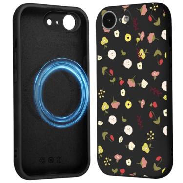 Imagem de FBHGLOA Capa magnética para iPhone 16e de 6,1 polegadas linda capa de telefone com flor, compatível com MagSafe, capa floral estética legal para mulheres e meninas à prova de choque macio fino TPU