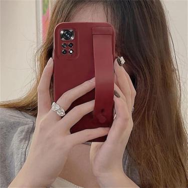 Imagem de Capa de silicone com suporte para pulso e alça de mão para Xiaomi Redmi Note 11s, Note 11 Pro, 11s 4G 5G, 10s, 10, 10 Pro, 11 Pro, 9 e 9s, na cor vermelho vinho (WD). Compatível com Redmi 9A.