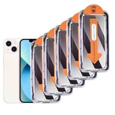 Imagem de Pacote com 5 protetores de tela de privacidade fosco para iPhone 16e e iPhone 14 e iPhone 13 e iPhone 13 Pro 6,1 polegadas, remoção automática de poeira, sem bolhas, filme de vidro temperado