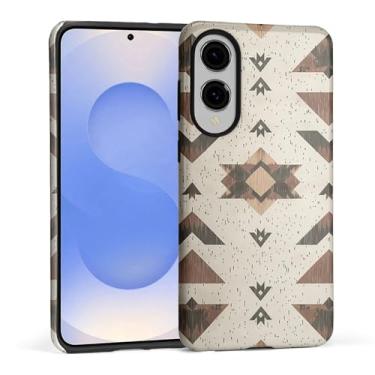 Imagem de FKBRCL4U Capa para Samsung Galaxy S25 Edge, capa híbrida de silicone brilhante de 2 camadas para meninas e mulheres para Samsung Galaxy S25 Edge Western Boho padrão de simetria geométrica