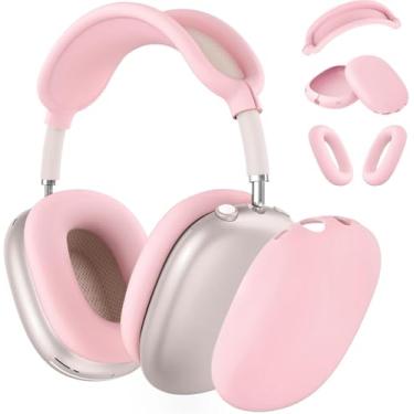 Imagem de Capa de silicone para fones de ouvido AirPods Max, capa para fone de ouvido/capa de cabeça para AirPods Max (USB-C/Lightning) (2024/2020), rosa