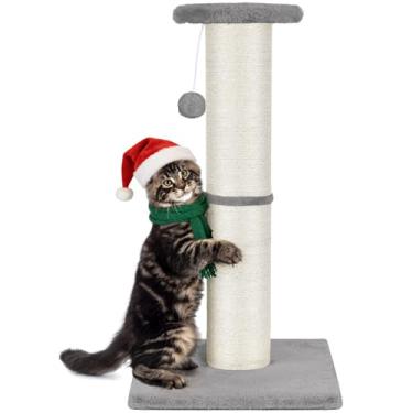 Imagem de PAWSCRAT Poste arranhador para gatos de 81 cm de altura, arranhador de sisal natural de grande diâmetro com bola pendurada, resistente a arranhões e durável para gatos internos, protege seus móveis