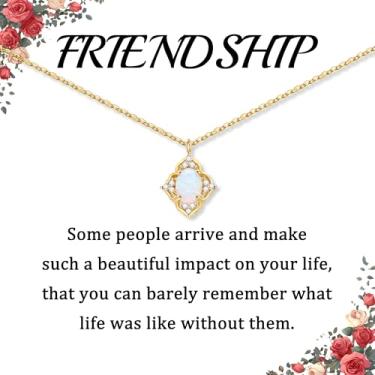 Imagem de DONYUDE Presentes de Natal para filha, mãe, irmã, meias de ouro, colar de opala para mulheres, melhor amiga, neta, com opala e pedra do mês de outubro, joias, presentes de aniversário, normal, Aço