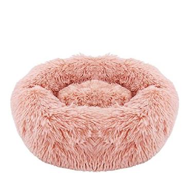 Imagem de Cama de Gato Donut Almofada Macia Pelúcia Falsa Redonda Auto-Aquecida para Dormir Gatos e Filhotes Cães Ninho Redondo Pets Interior no Inverno