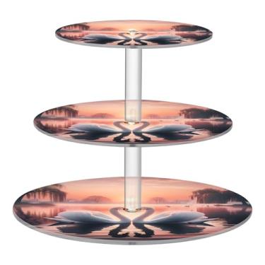 Imagem de Suporte de cupcake de 3 camadas, chá, dia dos namorados, cisne, copo de casal, torre de bolo, suporte de sobremesa, exibição de mesa, bandejas de comida para servir no deserto