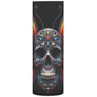 Imagem de Vasos de flores de cilindro de borboleta de caveira colorida para buquê vasos altos para flores, decoração de quarto moderno floral personalizado, 30 cm x 9,9 cm