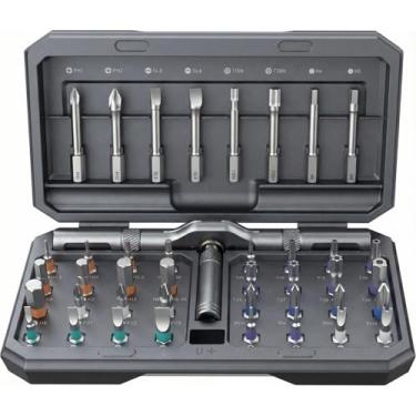 Imagem de Conjunto de chaves de fenda de catraca magnética 42 em 1, kit de chave de fenda de catraca múltipla com alça destacável, conjunto de ferramentas de reparo portátil para computador, móveis, bicicletas