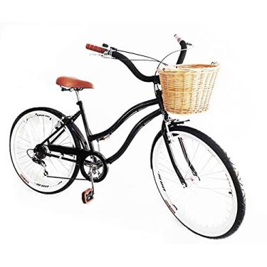 Imagem de Bicicleta Retrô Aro 26 Vintage Cesta Vime Preto