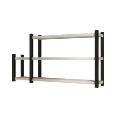 Imagem de Prateleira de Parede Suspensa Multiuso 3 Andares e Suporte Lateral Organizadora Madeira Cozinha Banheiro Escritório(Branco)