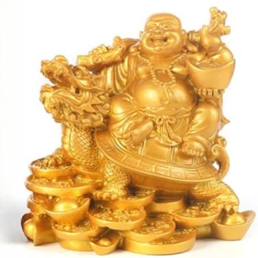 Imagem de FENNYYAR Estátua de Buda Feng Shui estilo chinês Maitreya, 12 cm 4,7 polegadas, ornamento de decoração de casa escultura budismo